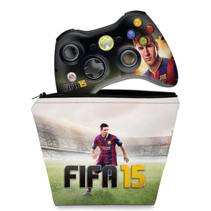 KIT Capa Case e Skin Anti-Rage Xbox 360 Controle - Fifa 15 - Pop Arte Skins
