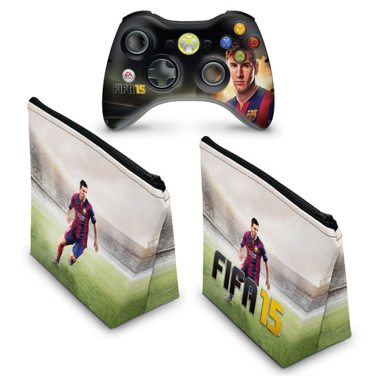 KIT Capa Case e Skin Xbox 360 Controle - Fifa 15