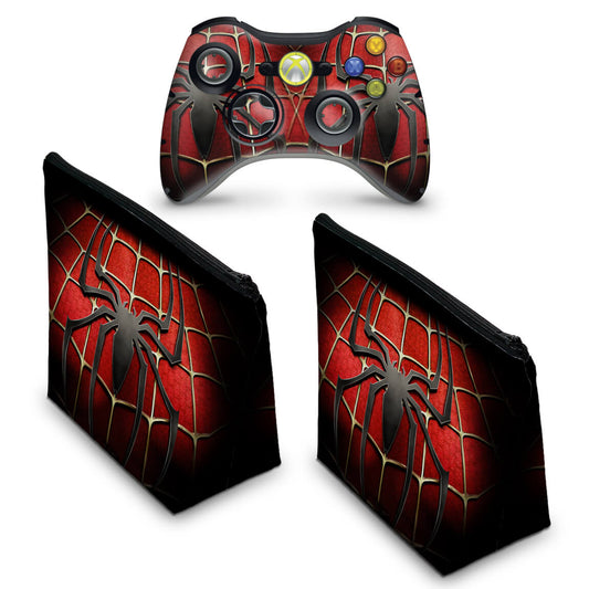 KIT Capa Case e Skin Xbox 360 Controle - Homem-aranha A