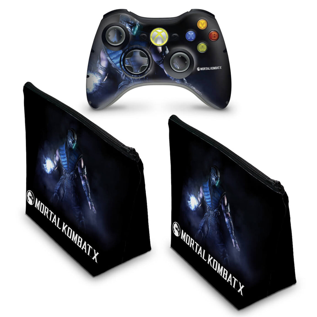 KIT Capa Case e Skin Anti-Rage Xbox 360 Controle - Mortal Kombat X Subzero - Pop Arte Skins - foto 2