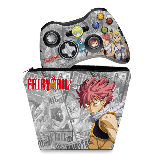 KIT Capa Case e Skin Xbox 360 Controle - Fairy Tail