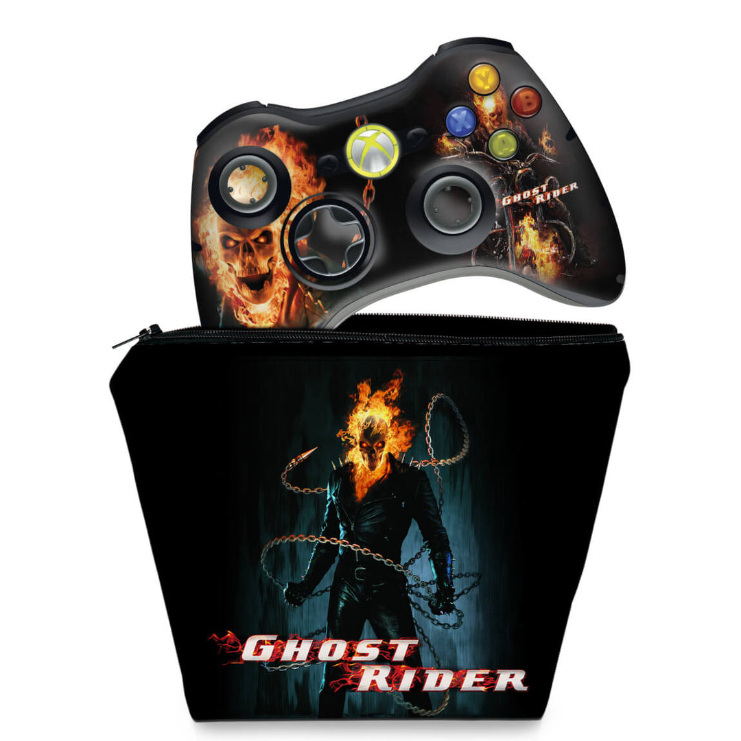 KIT Capa Case e Skin Anti-Rage Xbox 360 Controle - Motoqueiro Fantasma A - Pop Arte Skins
