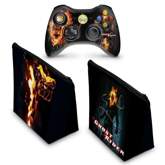 KIT Capa Case e Skin Xbox 360 Controle - Motoqueiro Fantasma A