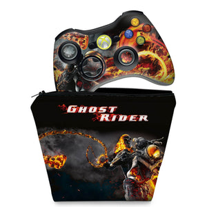 KIT Capa Case e Skin Anti-Rage Xbox 360 Controle - Motoqueiro Fantasma B - Pop Arte Skins