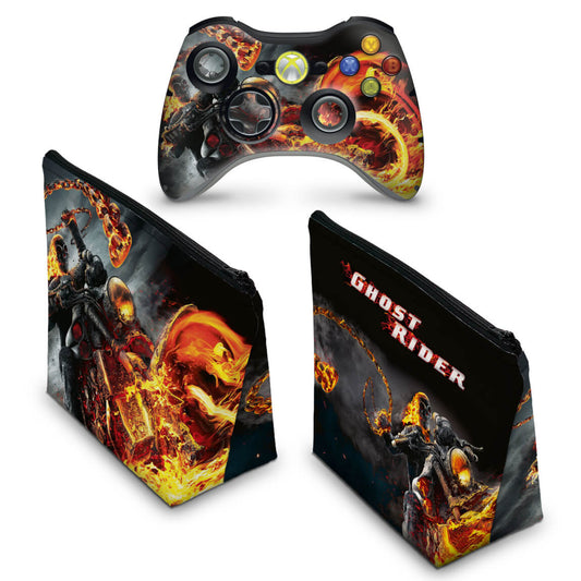 KIT Capa Case e Skin Xbox 360 Controle - Motoqueiro Fantasma B