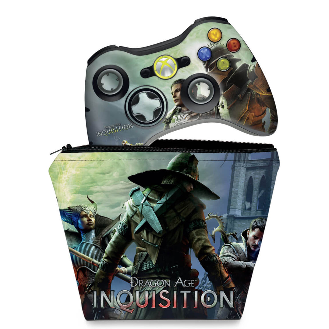 KIT Capa Case e Skin Anti-Rage Xbox 360 Controle - Dragon Age Inquisition - Pop Arte Skins