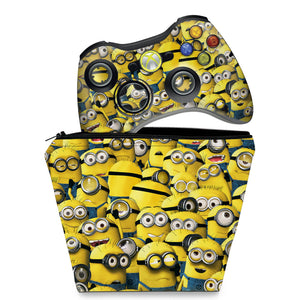 KIT Capa Case e Skin Anti-Rage Xbox 360 Controle - Minions - Pop Arte Skins