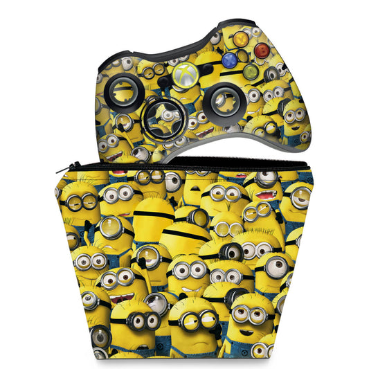 KIT Capa Case e Skin Xbox 360 Controle - Minions