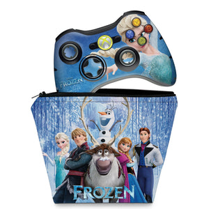 KIT Capa Case e Skin Anti-Rage Xbox 360 Controle - Frozen - Pop Arte Skins