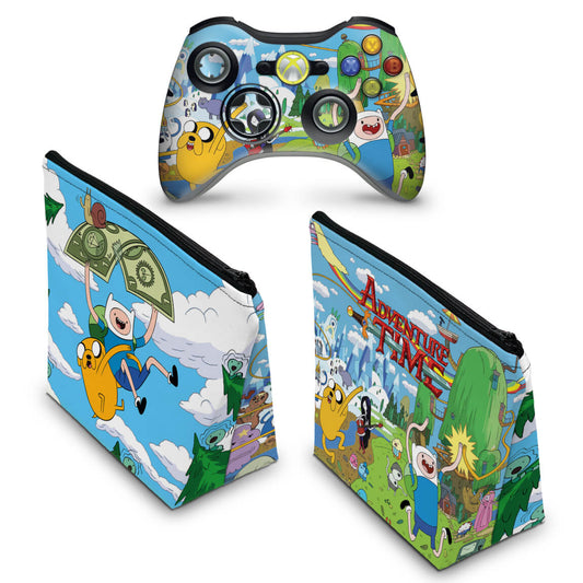 KIT Capa Case e Skin Xbox 360 Controle - Hora De Aventura
