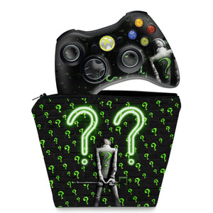KIT Capa Case e Skin Anti-Rage Xbox 360 Controle - Charada Batman - Pop Arte Skins