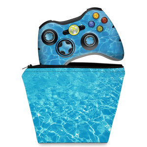 KIT Capa Case e Skin Anti-Rage Xbox 360 Controle - Aquático Água - Pop Arte Skins