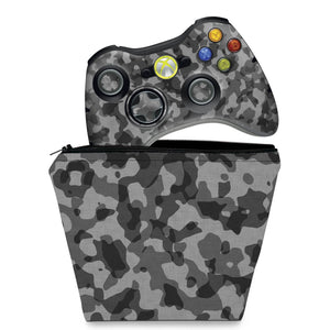KIT Capa Case e Skin Anti-Rage Xbox 360 Controle - Camuflagem Cinza - Pop Arte Skins
