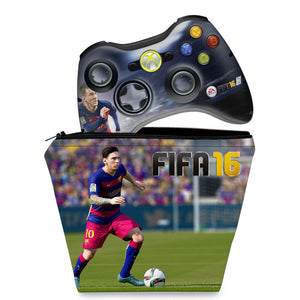 KIT Capa Case e Skin Anti-Rage Xbox 360 Controle - Fifa 16 - Pop Arte Skins