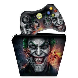 KIT Capa Case e Skin Anti-Rage Xbox 360 Controle - Coringa Joker #b - Pop Arte Skins