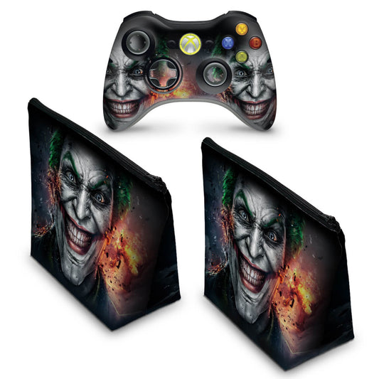KIT Capa Case e Skin Xbox 360 Controle - Coringa Joker #b