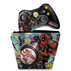 KIT Capa Case e Skin Anti-Rage Xbox 360 Controle - Deadpool - Pop Arte Skins