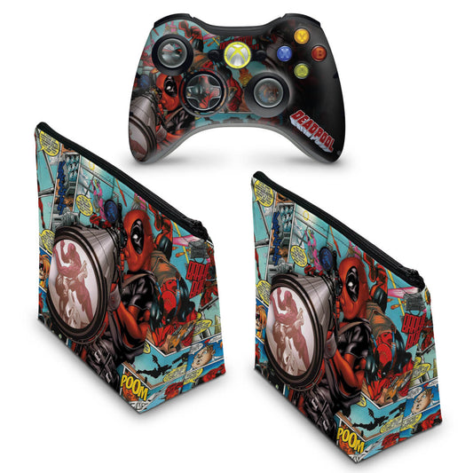 KIT Capa Case e Skin Xbox 360 Controle - Deadpool