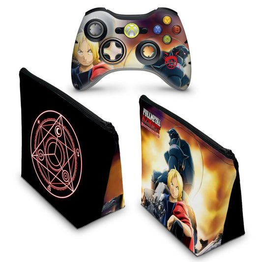 KIT Capa Case e Skin Xbox 360 Controle - Fullmetal Alchemist
