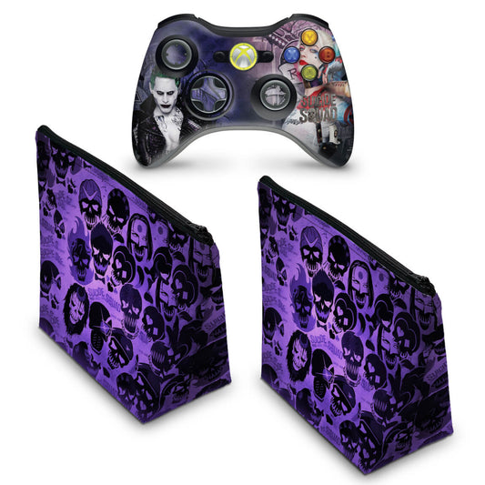 KIT Capa Case e Skin Xbox 360 Controle - Esquadrão Suicida #a
