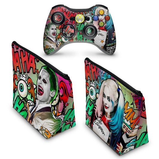 KIT Capa Case e Skin Xbox 360 Controle - Esquadrão Suicida #b
