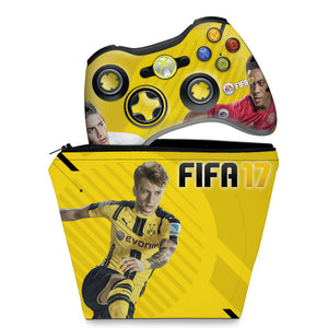 KIT Capa Case e Skin Anti-Rage Xbox 360 Controle - Fifa 17 - Pop Arte Skins