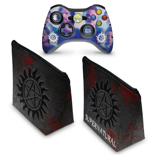 KIT Capa Case e Skin Xbox 360 Controle - Sobrenatural
