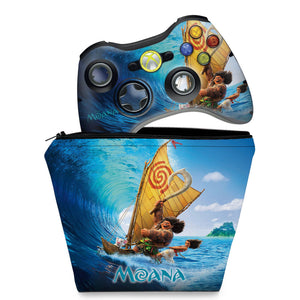 KIT Capa Case e Skin Anti-Rage Xbox 360 Controle - Moana - Pop Arte Skins