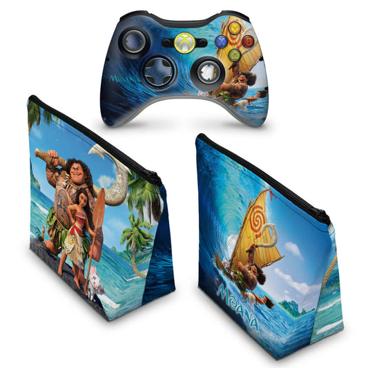 KIT Capa Case e Skin Xbox 360 Controle - Moana
