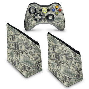 KIT Capa Case e Skin Anti-Rage Xbox 360 Controle - Dollar Money Dinheiro - Pop Arte Skins - foto 2