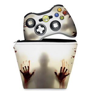 KIT Capa Case e Skin Anti-Rage Xbox 360 Controle - Fear The Walking Dead - Pop Arte Skins