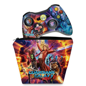KIT Capa Case e Skin Anti-Rage Xbox 360 Controle - Guardioes Da Galaxia 2 - Pop Arte Skins