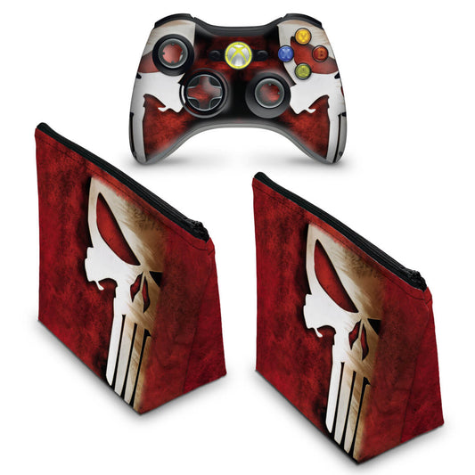 KIT Capa Case e Skin Xbox 360 Controle - The Punisher Justiceiro