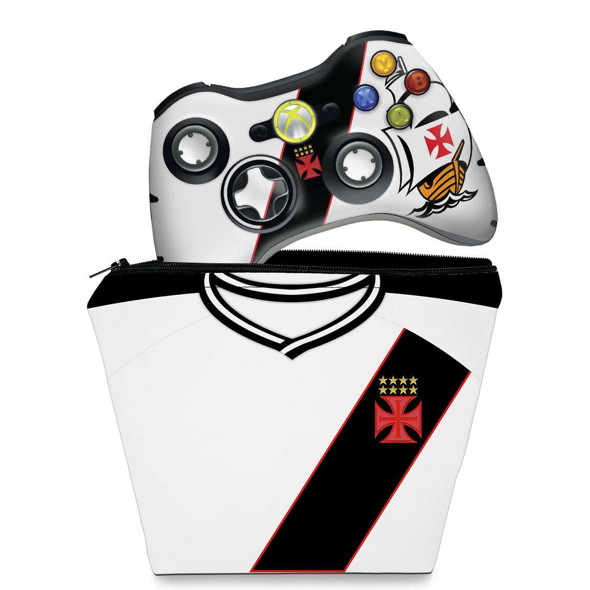 KIT Capa Case e Skin Anti-Rage Xbox 360 Controle - Vasco B