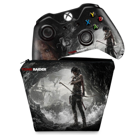 KIT Capa Case e Skin Anti-Rage Xbox One Fat Controle - Tomb Raider