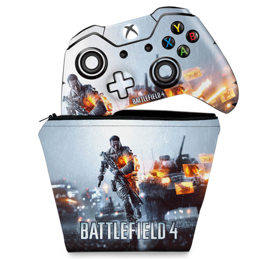 KIT Capa Case e Skin Anti-Rage Xbox One Fat Controle - Battlefield 4