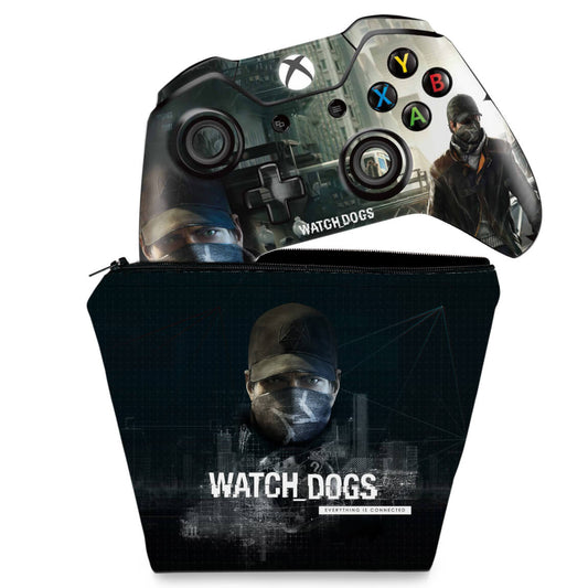 KIT Capa Case e Skin Anti-Rage Xbox One Fat Controle - Watch Dogs