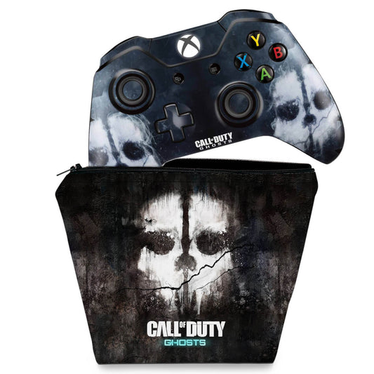 KIT Capa Case e Skin Anti-Rage Xbox One Fat Controle - Call of Duty Ghosts