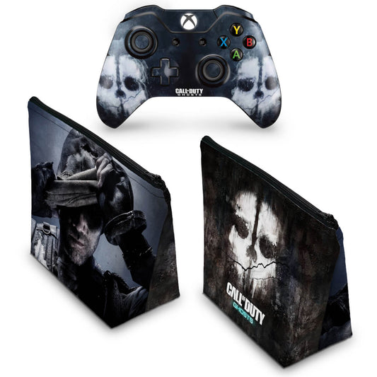 KIT Capa Case e Skin Anti-Rage Xbox One Fat Controle - Call of Duty Ghosts
