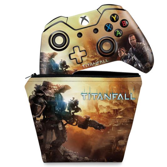 KIT Capa Case e Skin Anti-Rage Xbox One Fat Controle - Titanfall