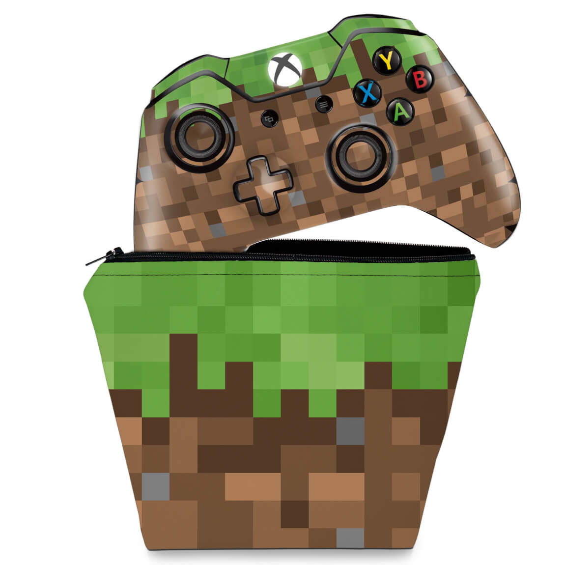 KIT Capa Case e Skin Anti-Rage Xbox One Fat Controle - Minecraft