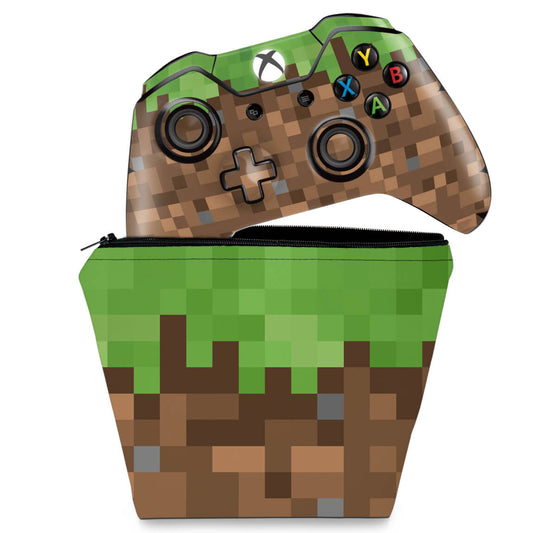 KIT Capa Case e Skin Anti-Rage Xbox One Fat Controle - Minecraft