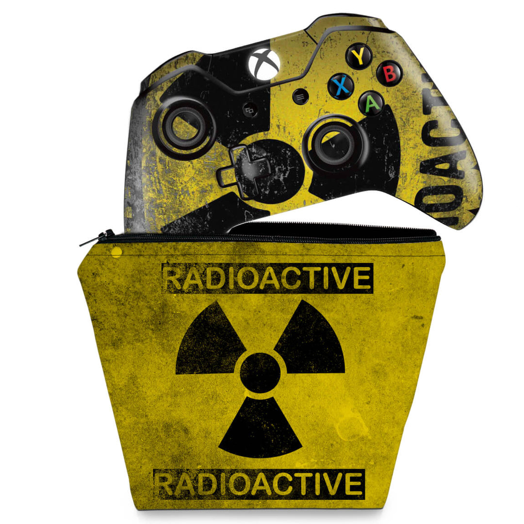 KIT Capa Case e Skin Anti-Rage Xbox One Fat Controle - Radioativo
