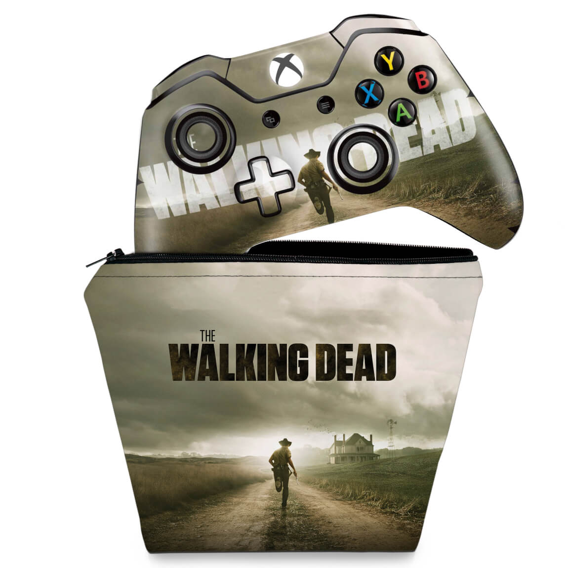 KIT Capa Case e Skin Anti-Rage Xbox One Fat Controle - The Walking Dead