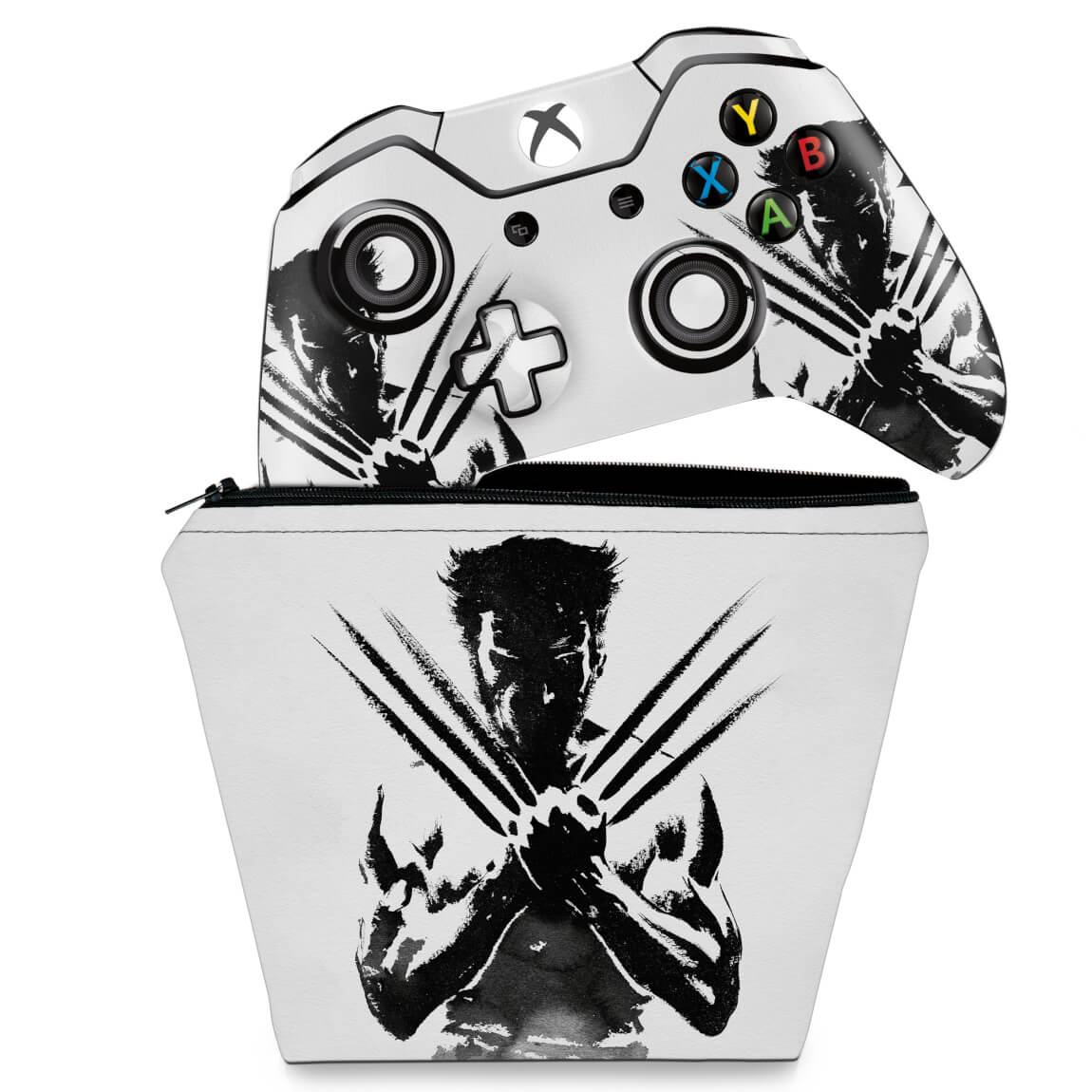 KIT Capa Case e Skin Anti-Rage Xbox One Fat Controle - Wolverine - X Men