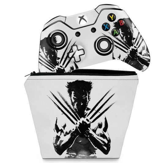 KIT Capa Case e Skin Anti-Rage Xbox One Fat Controle - Wolverine - X Men