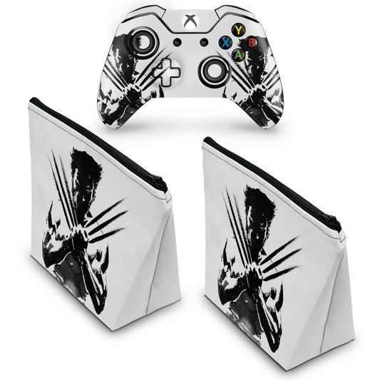 KIT Capa Case e Skin Anti-Rage Xbox One Fat Controle - Wolverine - X Men