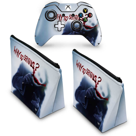 KIT Capa Case e Skin Anti-Rage Xbox One Fat Controle - Coringa - Joker