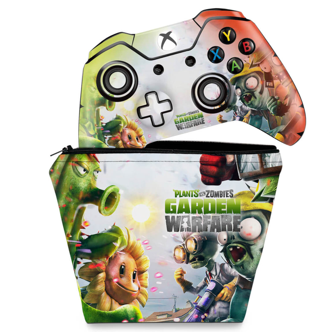 KIT Capa Case e Skin Anti-Rage Xbox One Fat Controle - Plants Vs Zombies Garden Warfare