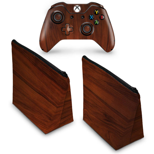 KIT Capa Case e Skin Anti-Rage Xbox One Fat Controle - Madeira